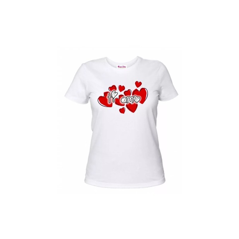 t-shirt donna manica corta scritta ti amo idea regalo san valentino amore cuore