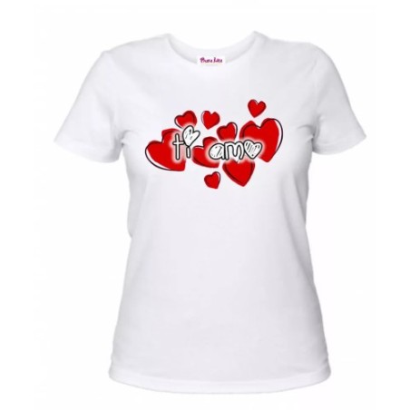 t-shirt donna manica corta scritta ti amo idea regalo san valentino amore cuore