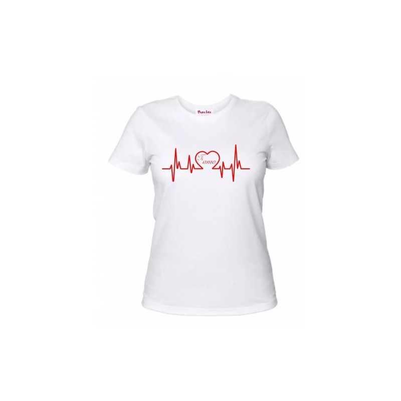 t-shirt donna manica corta scritta ti amo regalo san valentino battito cuore