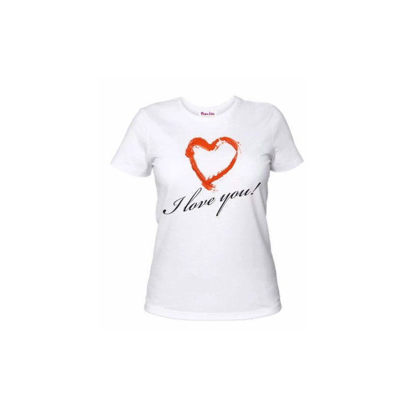 t-shirt donna scritta i love you cuore rosso i amo idea regalo san valentino