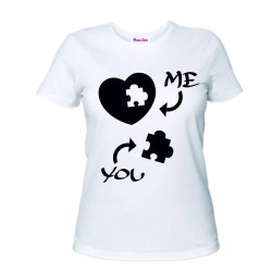 t-shirt donna scritta me you cuore puzzle idea regalo san valentino amore