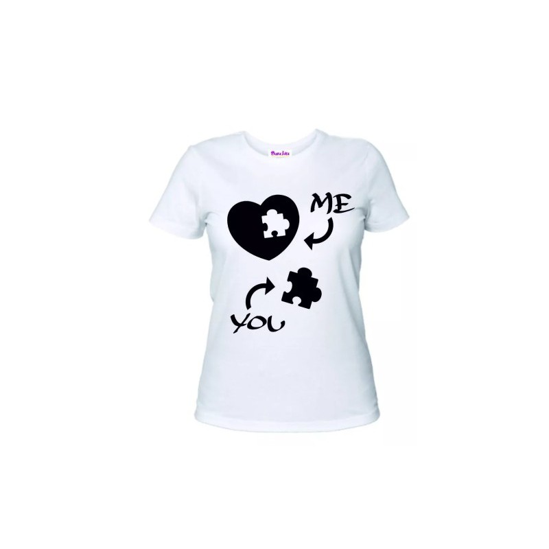 t-shirt donna scritta me you cuore puzzle idea regalo san valentino amore