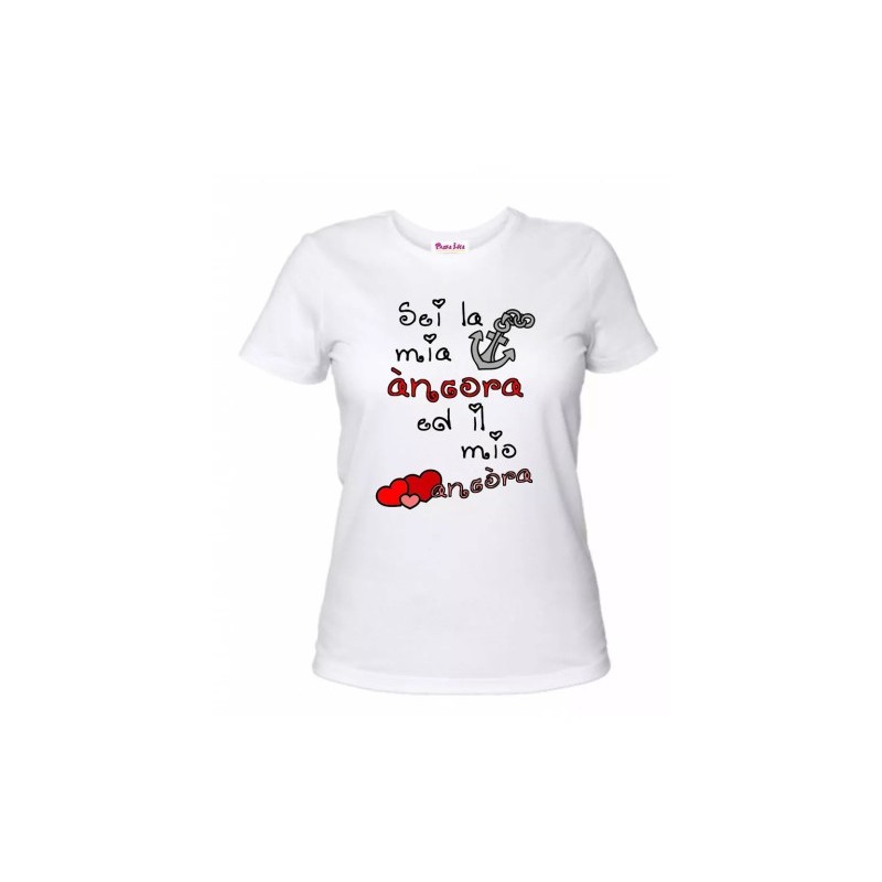 t-shirt donna scritta sei la mia ancora idea regalo san valentino amore cuore