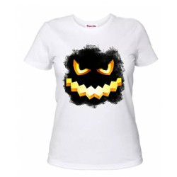 t-shirt maglia bianca donna con disegno zucca nera idea regalo halloween