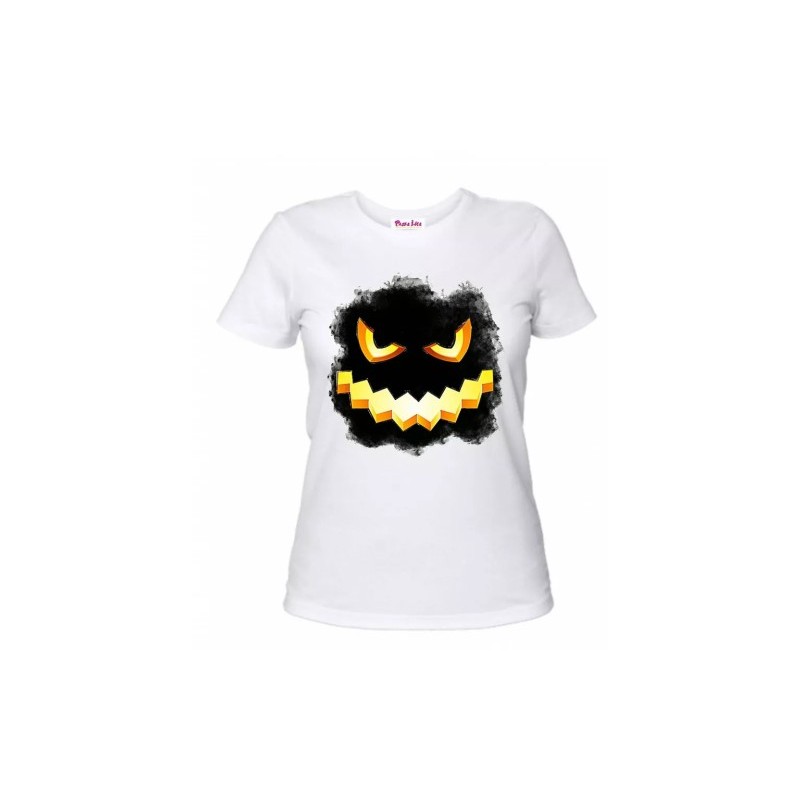 t-shirt maglia bianca donna con disegno zucca nera idea regalo halloween