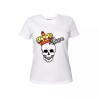 t-shirt maglia bianca donna scritta queen disegno teschio con corona