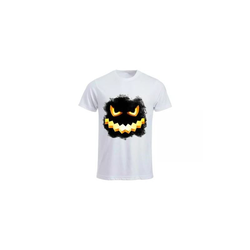t-shirt maglia bianca uomo halloween disegno zucca idea regalo