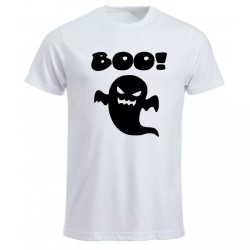 t-shirt maglia bianca uomo scritta boo fantasma halloween