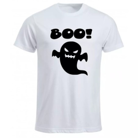 t-shirt maglia bianca uomo scritta boo fantasma halloween