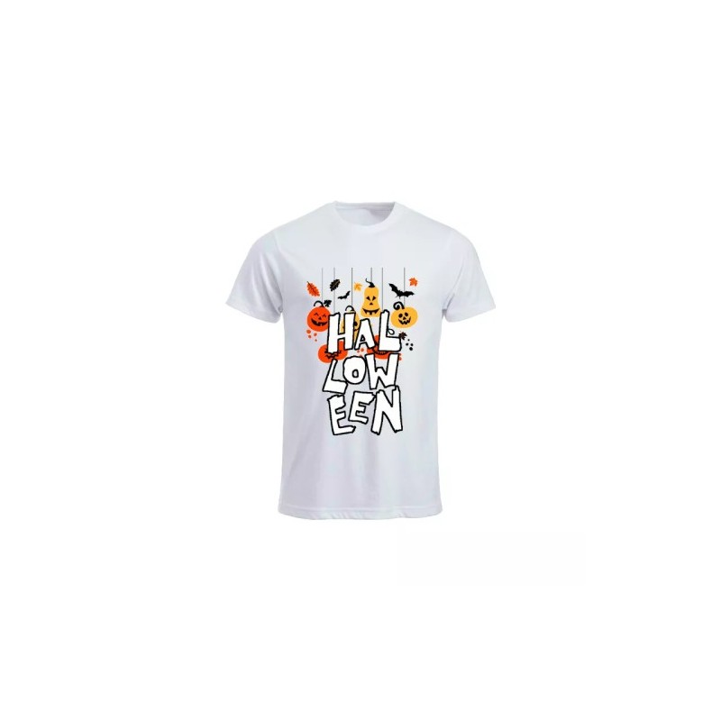t-shirt maglia bianca uomo scritta halloween disegno zucca idea regalo