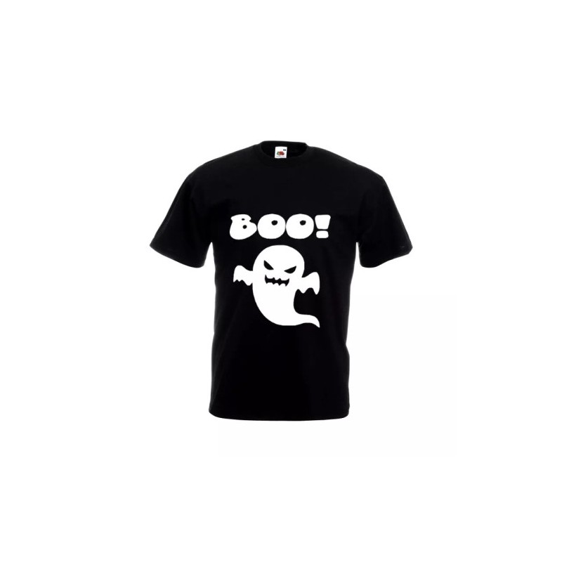 t-shirt maglia nera donna uomo disegno fantasma boo
