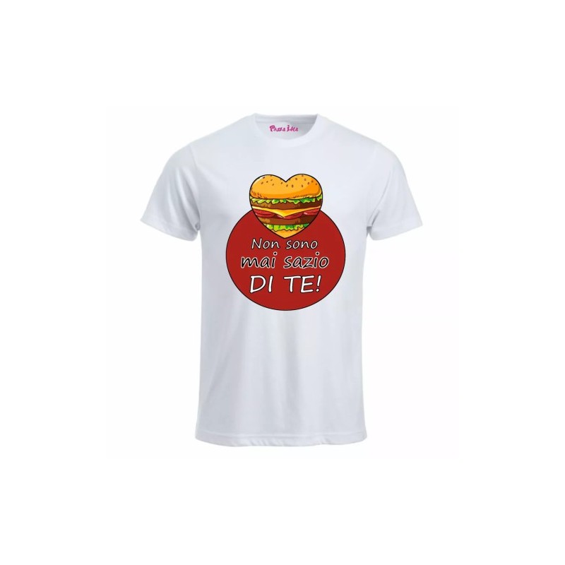 t-shirt uomo manica corta scritta non sono mai sazio di te regalo san valentino