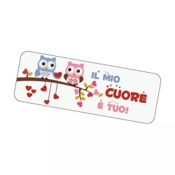 targa targhetta 18,2x8,2 appendere scritta il mio cuore e tuo gufi amore