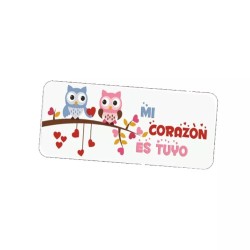 targa targhetta 18,2x8,2 appendere scritta spagnolo mi corazon es tuyo gufo