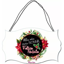 targa targhetta legno mdf 10,4X16,9 scritta alla mia cara nonna felice natale