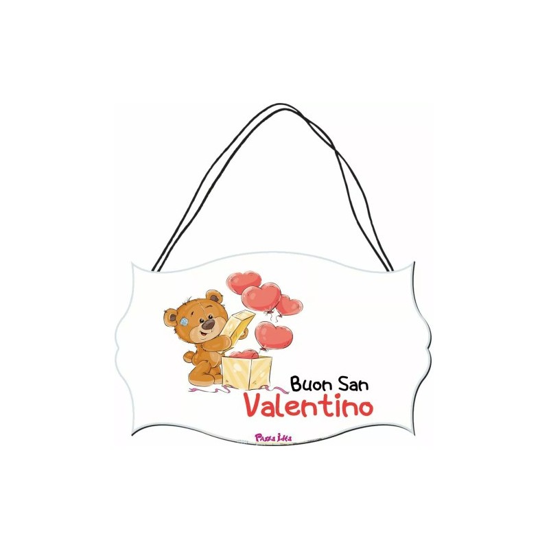 targa targhetta legno mdf 10,4X16,9 scritta buon san valentino festa innamorati