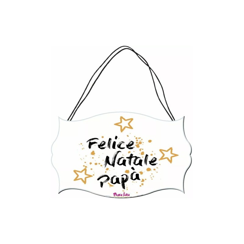 targa targhetta legno mdf 10,4X16,9 scritta felice natale papa' regalo figli