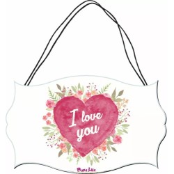 targa targhetta legno mdf 10,4X16,9 scritta i love you festa innamorati regalo