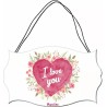 targa targhetta legno mdf 10,4X16,9 scritta i love you festa innamorati regalo