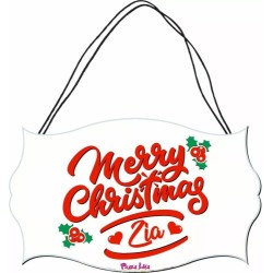 targa targhetta legno mdf 10,4X16,9 scritta merry christmas zia buon natale
