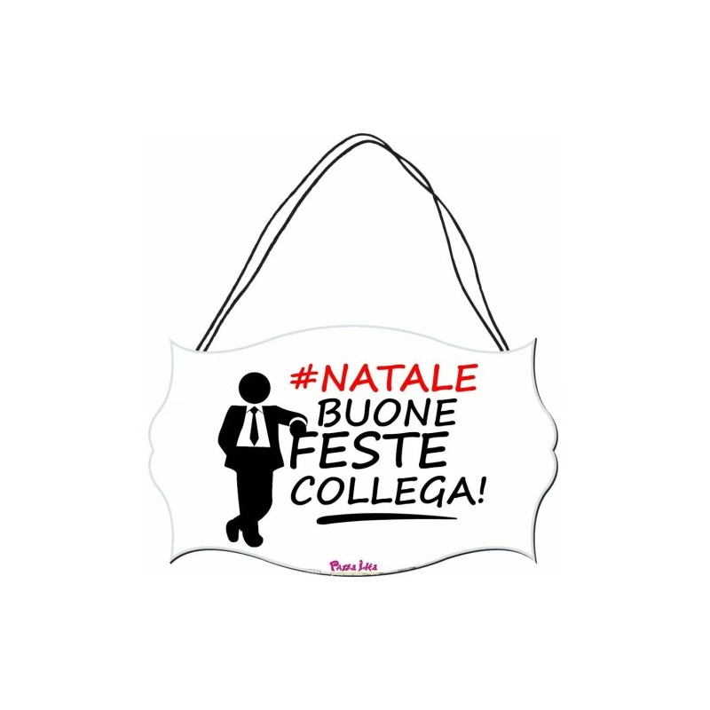 targhetta legno mdf 10,4X16,9 scritta - natale buone feste collega natale regalo