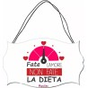 targhetta targa legno mdf 10,4X16,9 scritta fate l'amore non fate la dieta regal