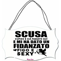 targhetta targa legno mdf 10,4X16,9 scritta fidanzato figo e sexy san valentino