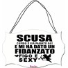 targhetta targa legno mdf 10,4X16,9 scritta fidanzato figo e sexy san valentino