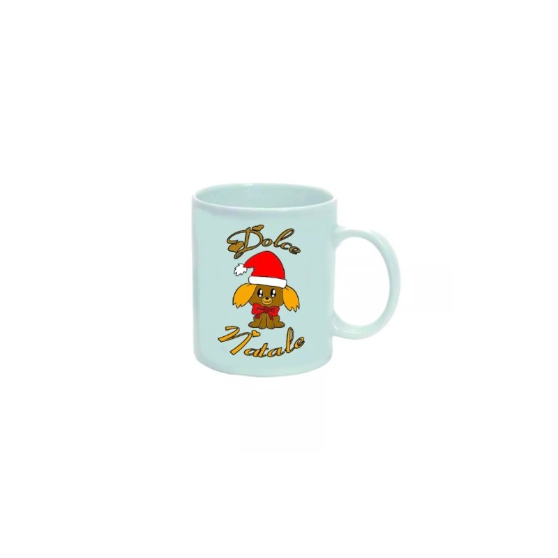 tazza 8 x 10 ceramica scritta dolce natale regalo uomo donna cane con cappello
