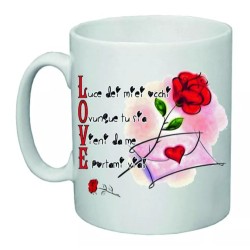 tazza 8 x 10 ceramica scritta love rosa rossa san valentino amore cuore