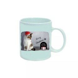 tazza 8 x 10 ceramica scritta merry christmas regalo uomo donna gatto cappello