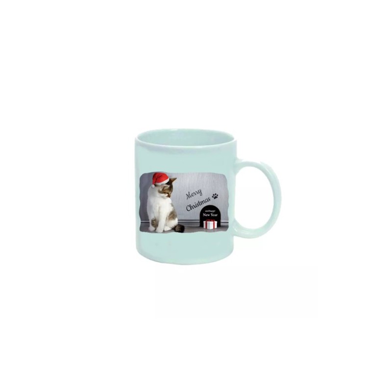 tazza 8 x 10 ceramica scritta merry christmas regalo uomo donna gatto cappello