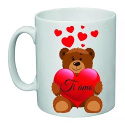 tazza 8 x 10 ceramica scritta ti amo orsetto cuore san valentino amore