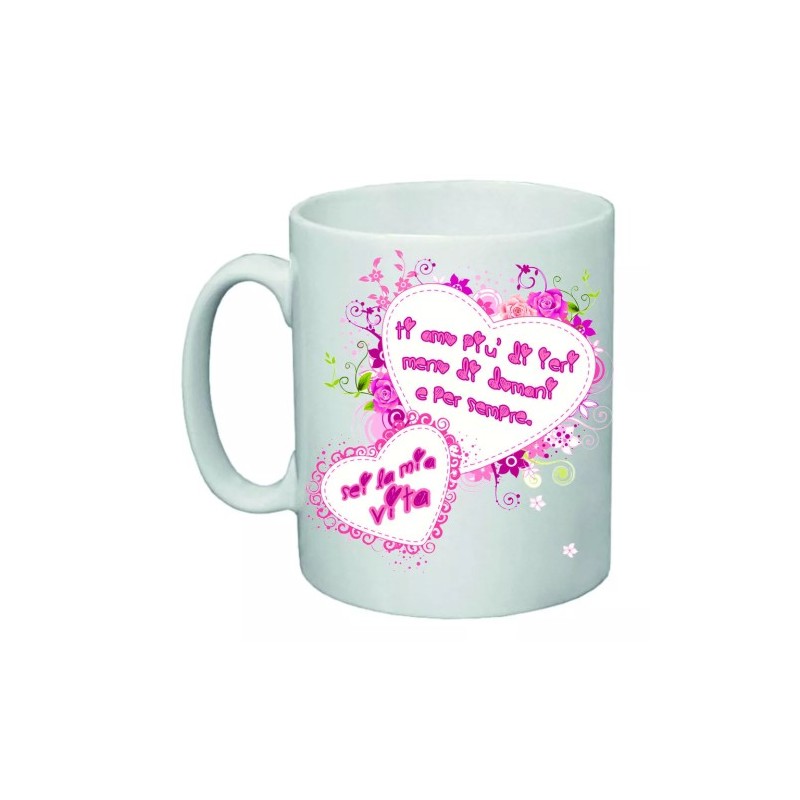 tazza 8 x 10 ceramica scritta ti amo piu di ieri vita san valentino amore cuore