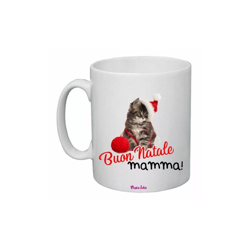 tazza 8 x 10 scritta buon natale mamma regalo natale disegno gatto