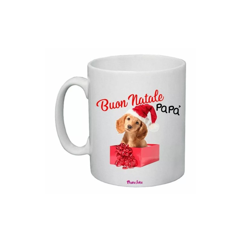 tazza 8 x 10 scritta buon natale papa' regalo natale disegno cane