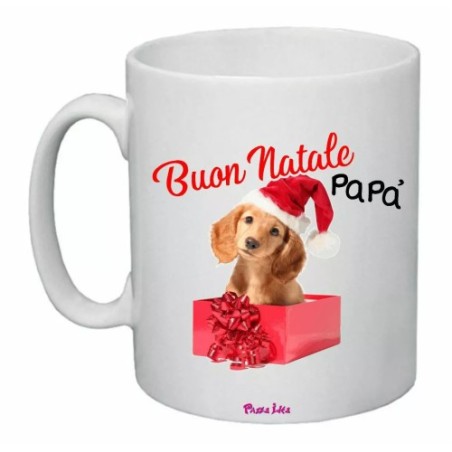 tazza 8 x 10 scritta buon natale papa' regalo natale disegno cane
