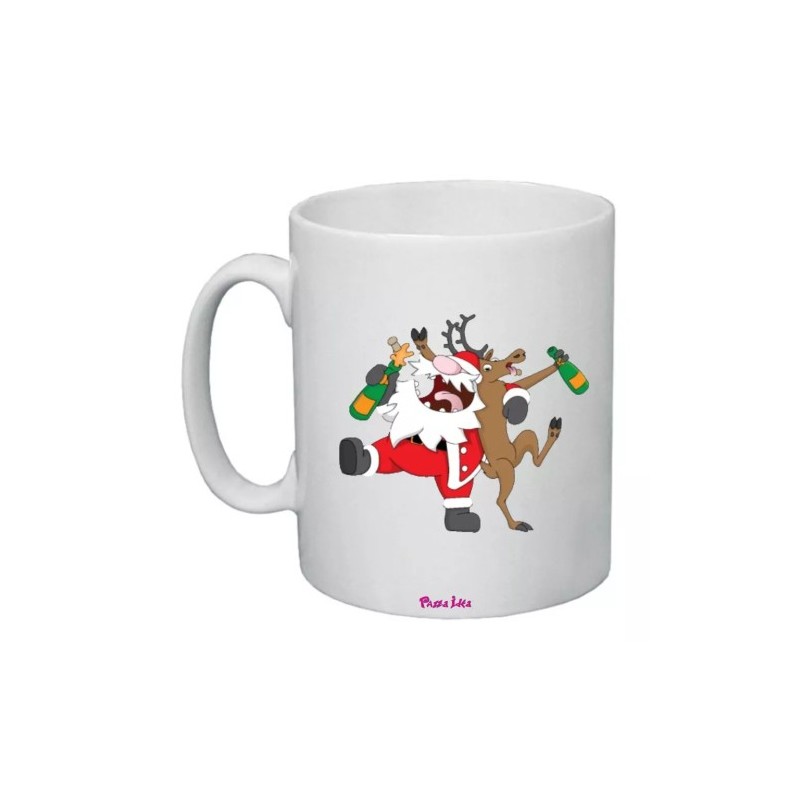 tazza 8x10 ceramica disegno babbo natale e renna regalo idea festa natale