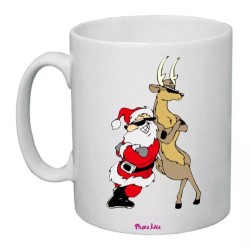tazza 8x10 ceramica disegno babbo natale renna regalo idea festa natale scherzo