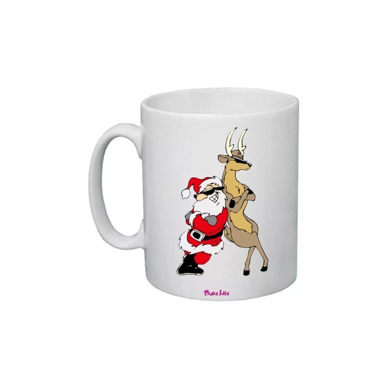 tazza 8x10 ceramica disegno babbo natale renna regalo idea festa natale scherzo