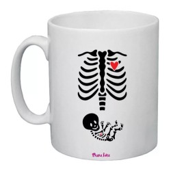 tazza 8x10 ceramica disegno costole cuore scheletro halloween regalo uomo donna