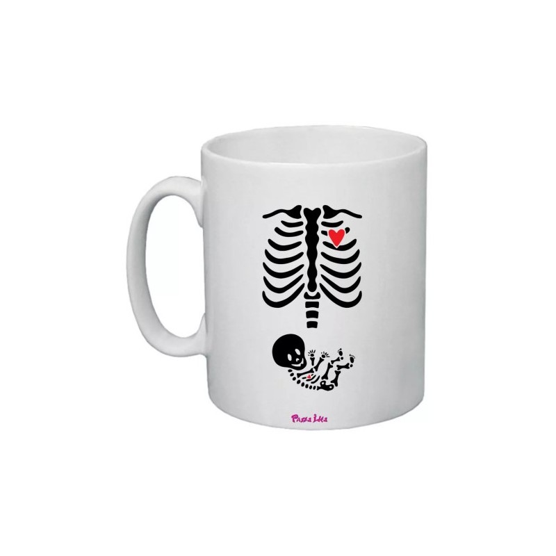 tazza 8x10 ceramica disegno costole cuore scheletro halloween regalo uomo donna