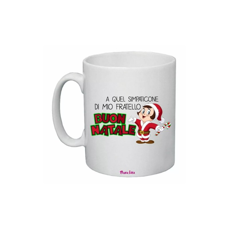 tazza 8x10 ceramica scritta a quel simpaticone di mio fratello buon natale feste