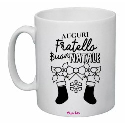 tazza 8x10 ceramica scritta auguri fratello buon natale feste fratelli regalo