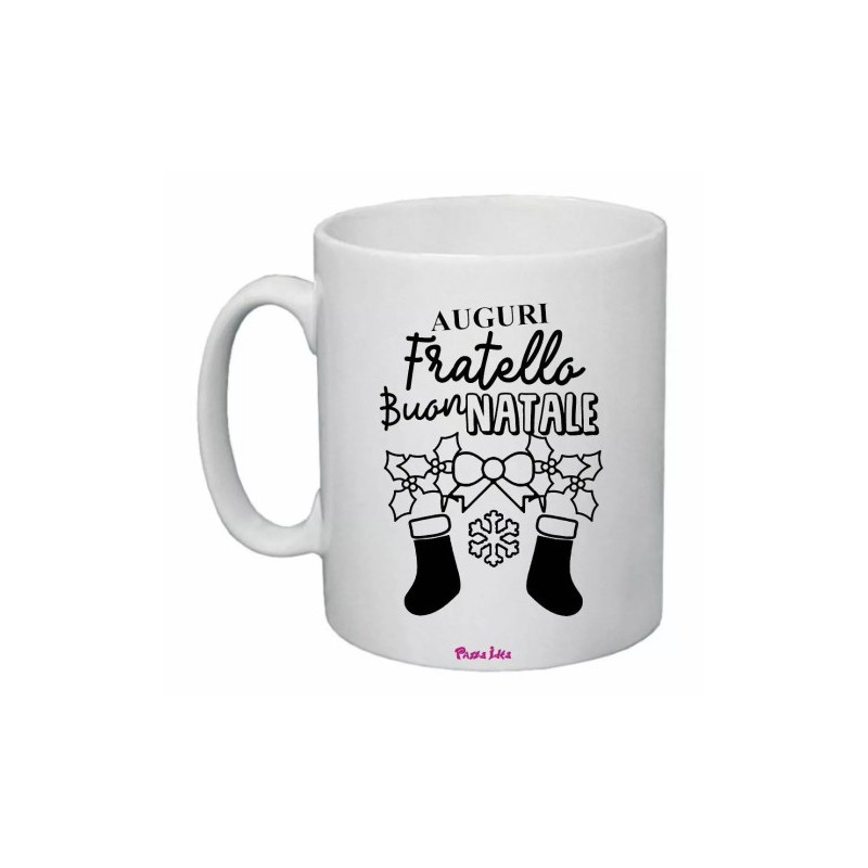 tazza 8x10 ceramica scritta auguri fratello buon natale feste fratelli regalo