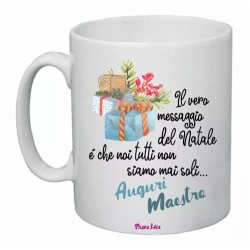 tazza 8x10 ceramica scritta auguri MAESTRO natale regalo scuola alunni