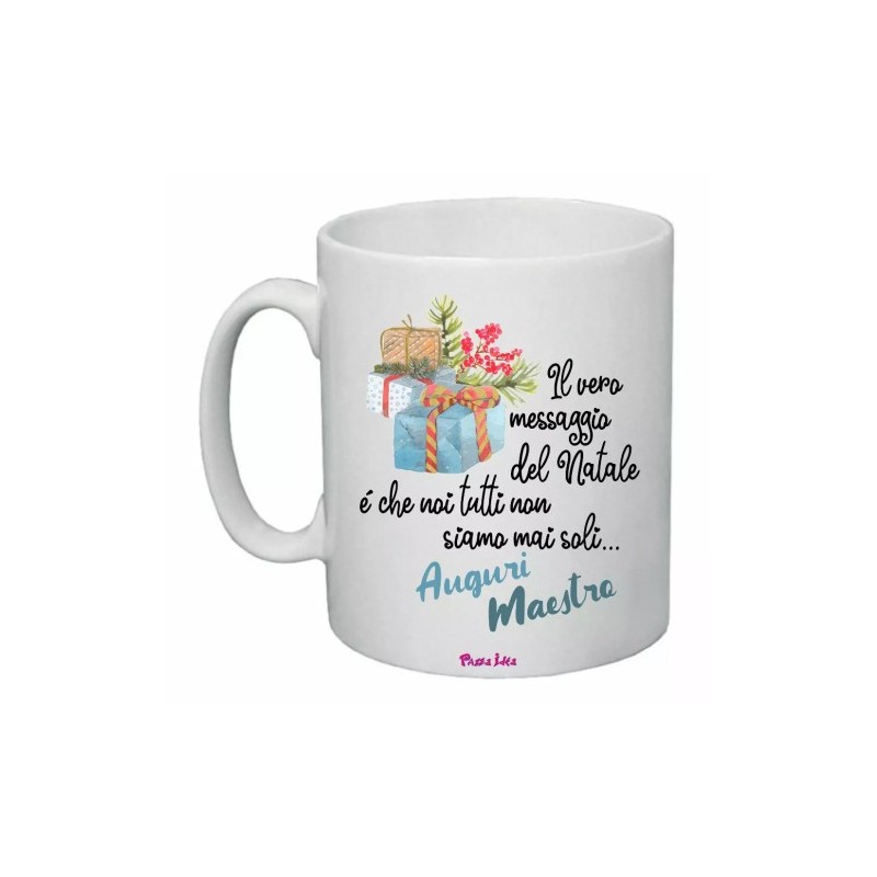 tazza 8x10 ceramica scritta auguri MAESTRO natale regalo scuola alunni