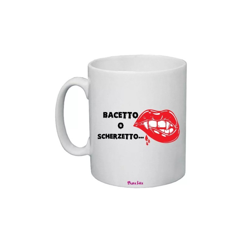 tazza 8x10 ceramica scritta bacetto o scherzetto halloween regalo uomo donna