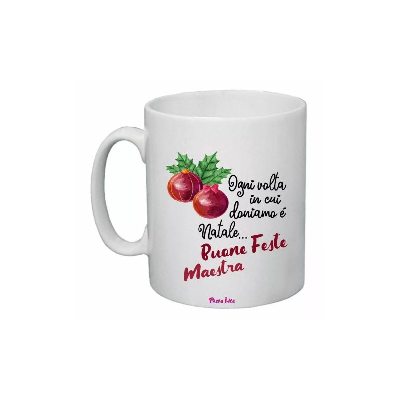 tazza 8x10 ceramica scritta buone feste maestra natale regalo scuola alunni