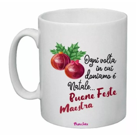 tazza 8x10 ceramica scritta buone feste maestra natale regalo scuola alunni